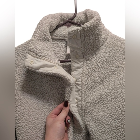H&M Sherpa Fleece Pullover Half Snap Cream Size M - Picture 7 of 8